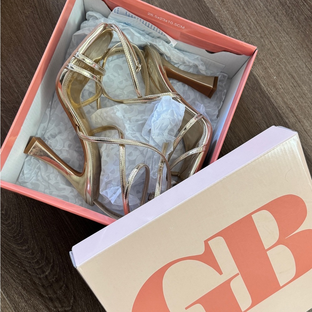 Gianni Bini Metallic Gold Strappy Heels